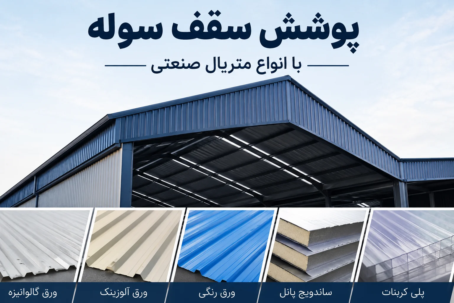 پوشش سقف سوله | معرفی انواع پوشش، مزایا، قیمت و راهنمای انتخاب