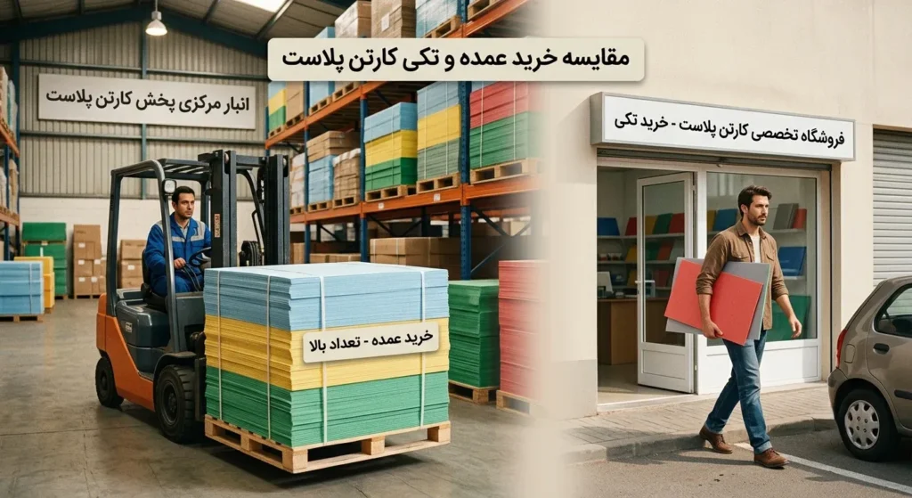 مقایسه خرید عمده و تکی کارتن پلاست