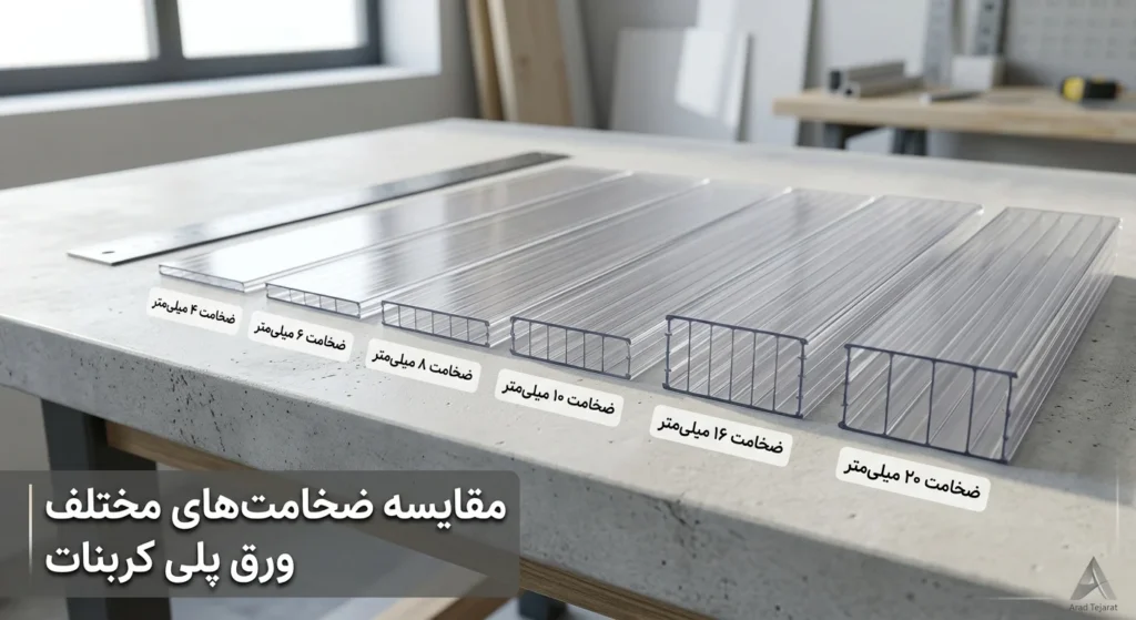 مقایسه ضخامت ورق پلی کربنات برای پروژه‌های مختلف