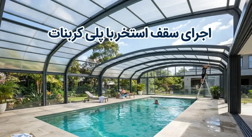 اجرای سقف استخر با ورق پلی کربنات