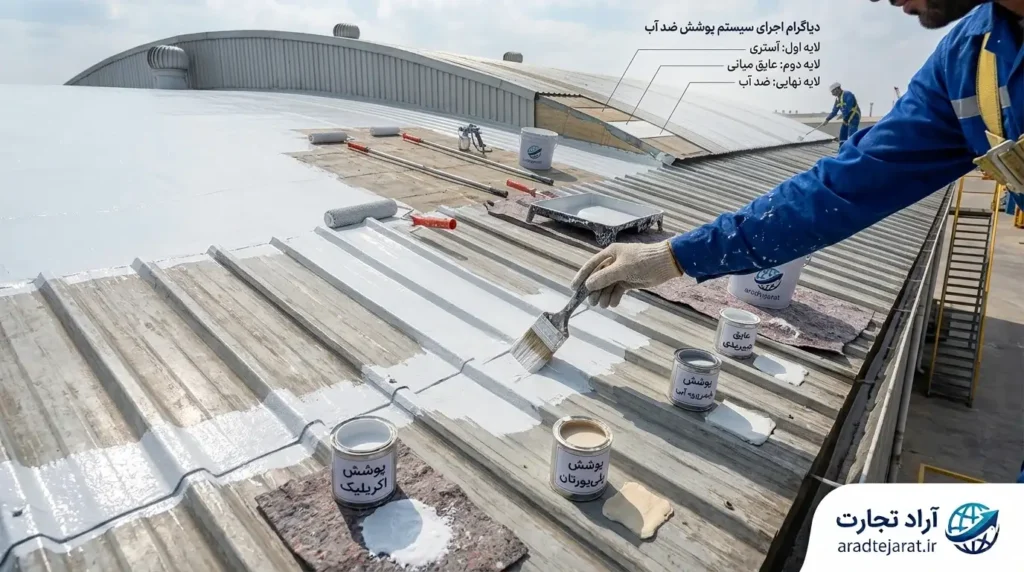 اجرای پوشش ضد آب سقف سوله و آببندی سطح سقف