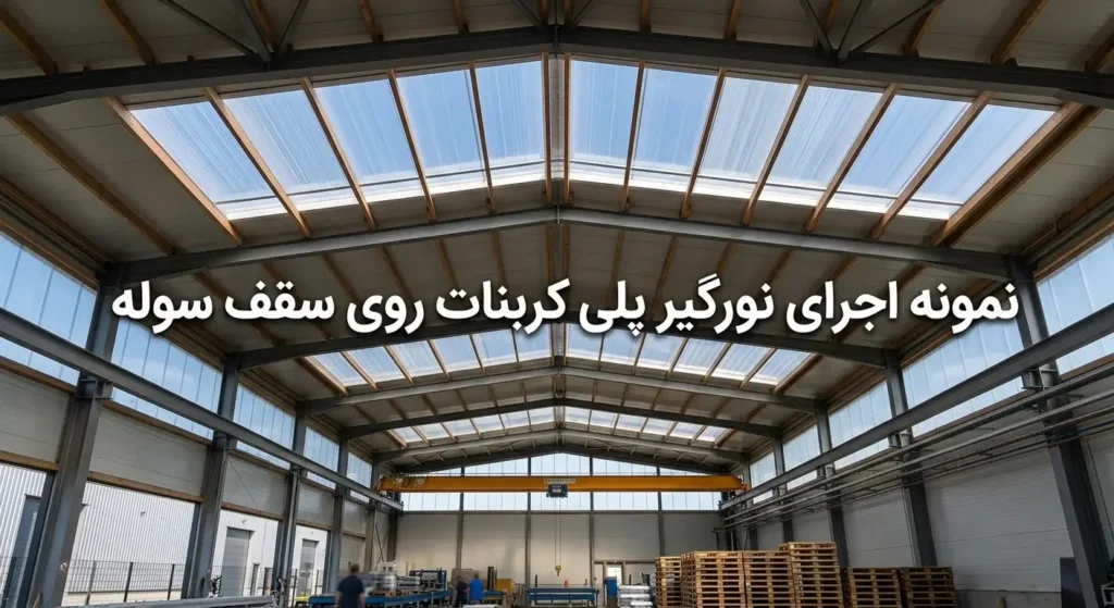 اجرای نورگیر پلی کربنات در سقف سوله صنعتی