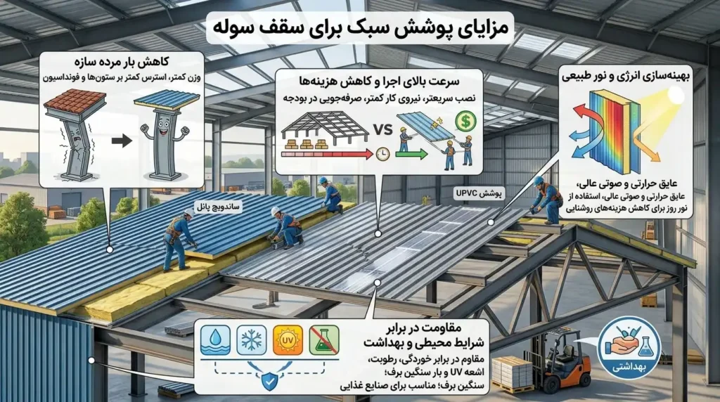 مزایای پوشش سبک سقف سوله