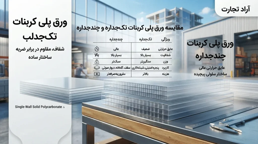 مقایسه ضخامت ورق پلی کربنات تک جداره و چندجداره