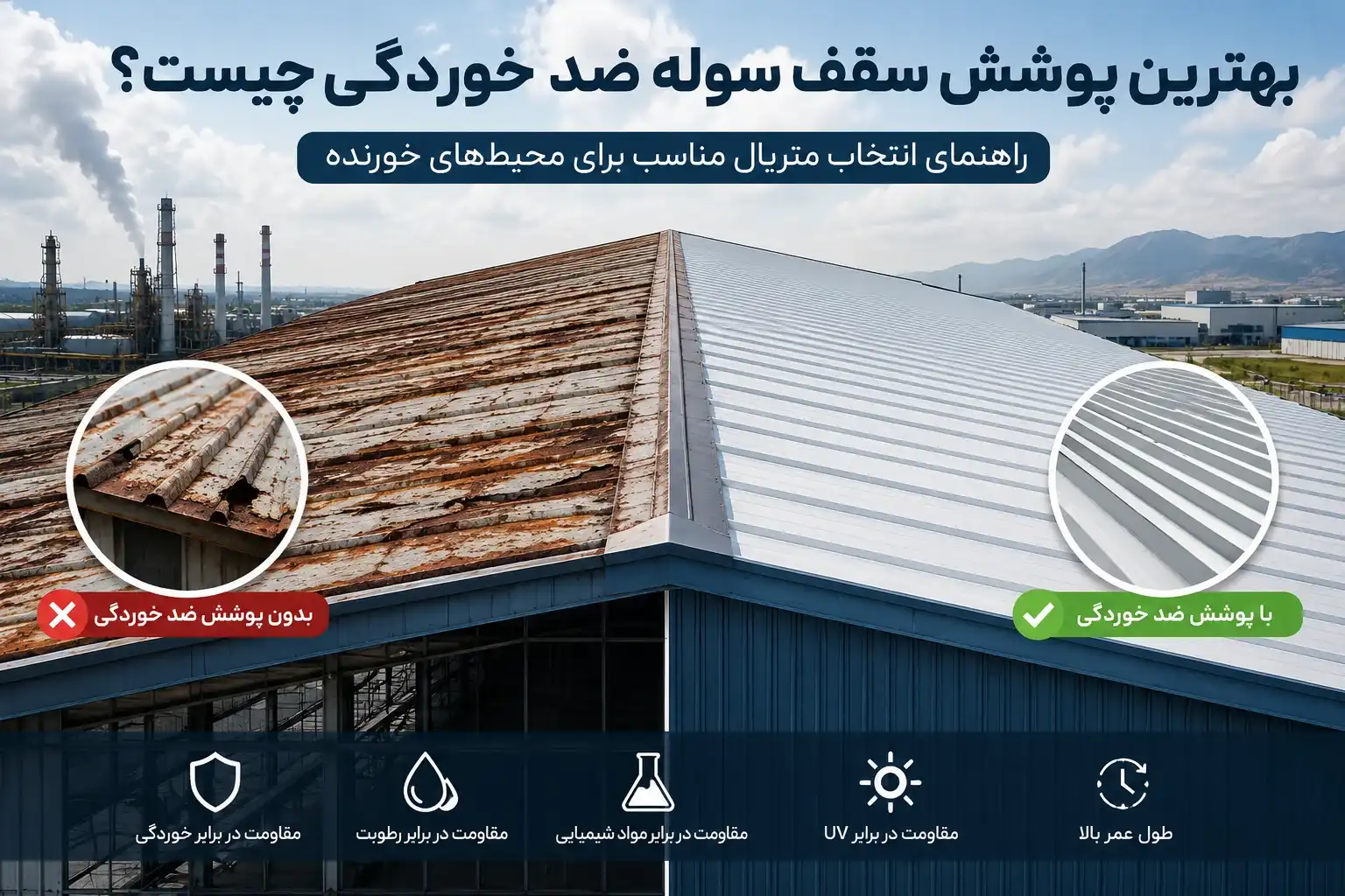بهترین پوشش سقف سوله ضد خوردگی چیست؟ راهنمای انتخاب