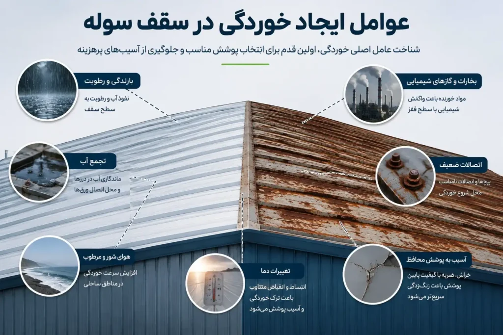 عوامل مؤثر بر خوردگی و فرسایش سقف سوله صنعتی