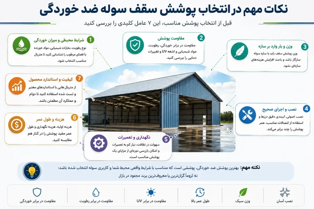 نکات مهم در انتخاب پوشش سقف سوله ضد خوردگی